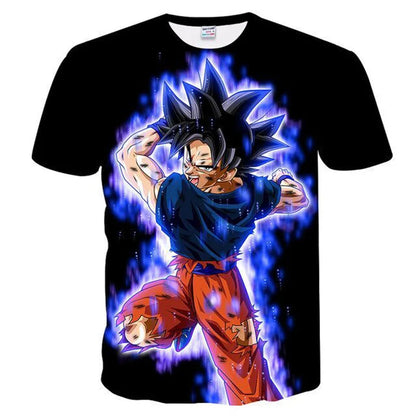 T-shirt Dragon Ball para Criança, Top Tee Anime Figures Son Goku Super Saiyan, T-shirt para Rapaz, Roupa Infantil de Verão de Manga Curta