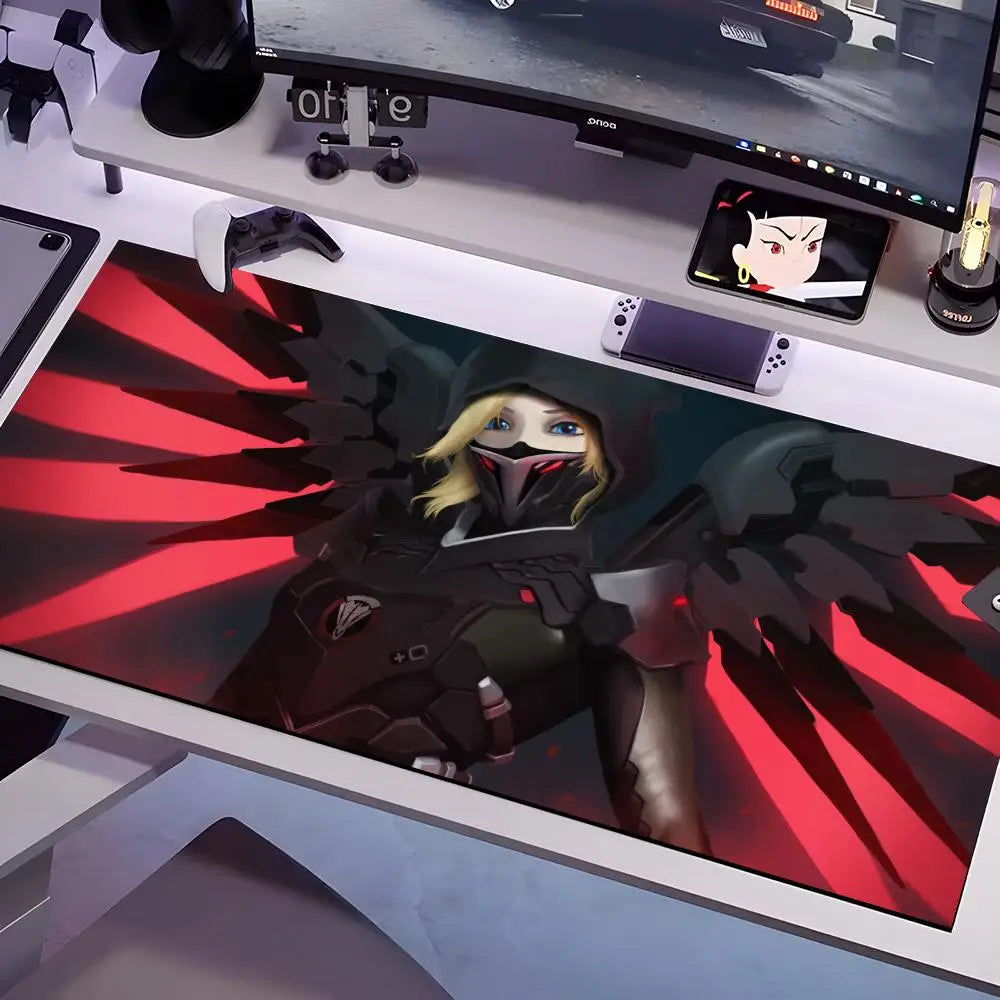 Podložka pod myš Overwatch ve více velikostech, velká čtvercová podložka na počítačový stůl, kancelářská a herní podložka s protiskluzovou gumovou spodní stranou