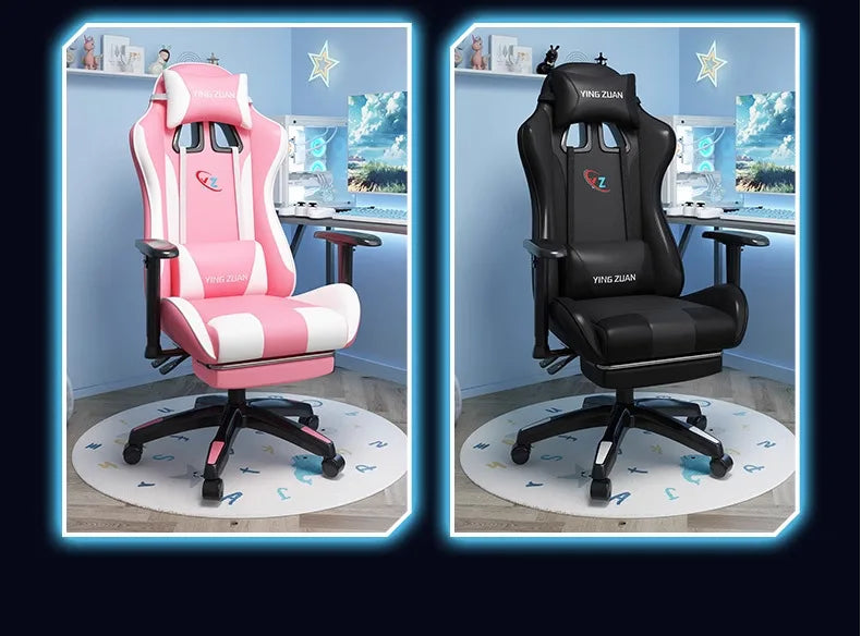 Scaun de gaming, scaun pentru computer, șezut confortabil rabatabil, pentru jocuri și live streaming, dormitor, studenți, acasă, ergonomie pentru stat prelungit pe scaun