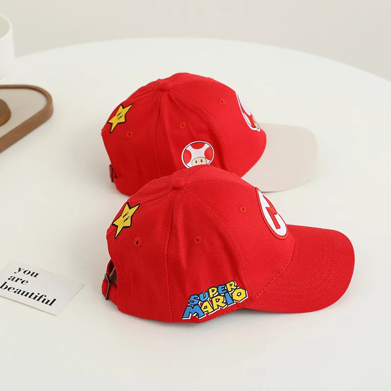 New Super Mushroom Peach Baseball Cap Creative High Color Cartoon Printed Boys and Girls anime merchandise Trendy birthday gifts