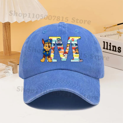 Paw Patrol Fashion Baseball Cap for Men Women Cartoon Letter A-Z Printed Peaked Caps Male Female Summer Hip Hop Sunshade Hat