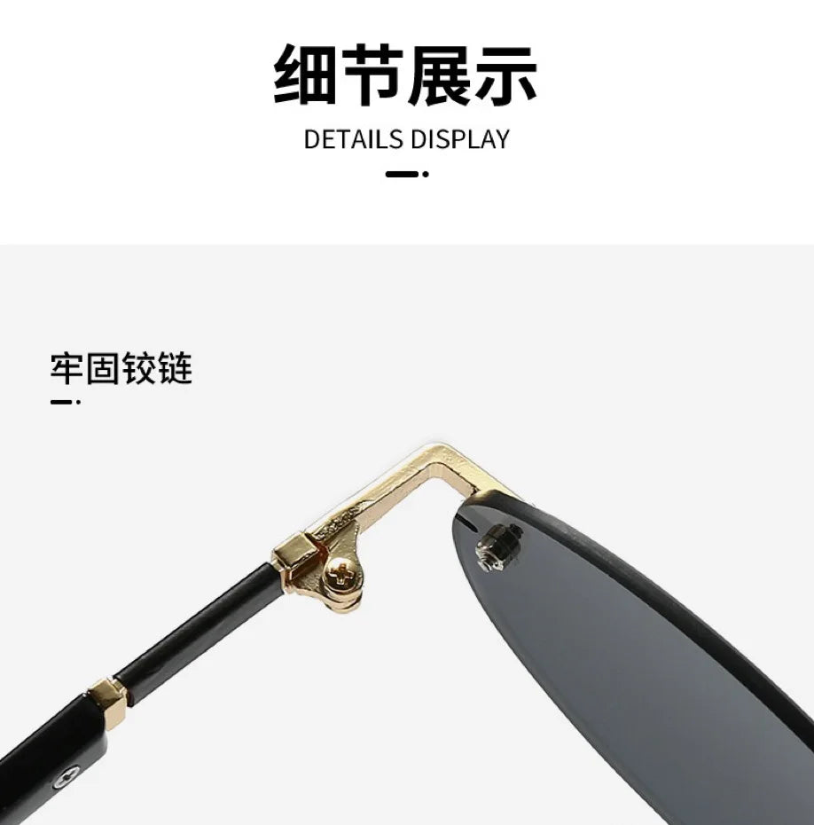 New Rimless Sunglasses Oval Fashion Popular Women Men Shades Small Ellipse Sun Glasses for Female Male Party Traveling Glasses