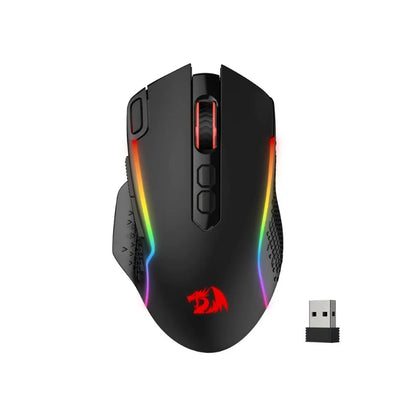 Redragon M810 Pro Ασύρματο Gaming Ποντίκι, 10000 DPI Ενσύρματο Ποντίκι Gamer με Πλήκτρο Rapid Fire, 8 Κουμπιά Macro, Μαύρο/Λευκό Ποντίκι