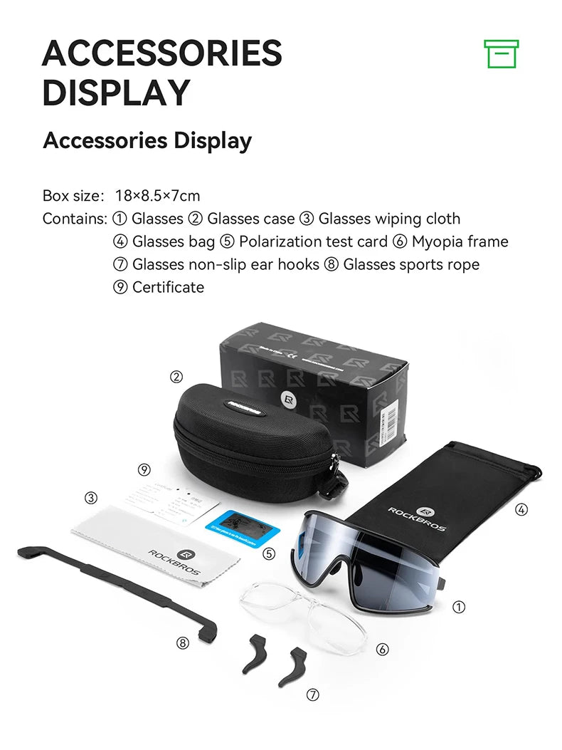 ROCKBROS Cycling Glasses Polarized Photochromic Anti-Fog Sunglasess Windproof Goggles Sport MTB Road Bike Shades