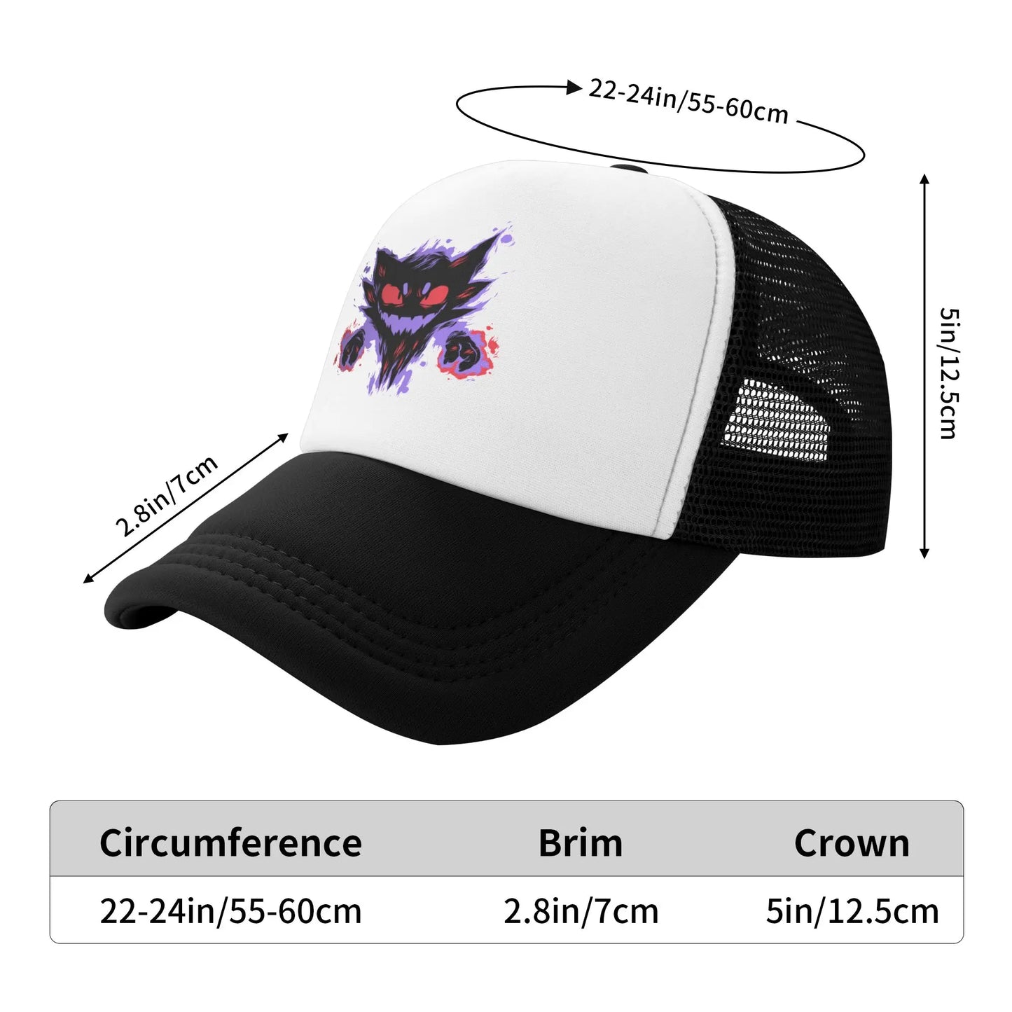 Haunter Gengar Trucker Hat Mesh Baseball Caps Snapback Caps Pokemon Pocket Anime Dad Hat Trucker Hat Adjustable Sport Cap Summer