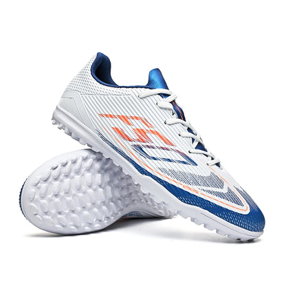 Chaussures de football unisexe TF Turf, semelle en caoutchouc résistante à l'usure, tige en PU confortable, chaussures légères pour les matchs sur gazon en extérieur.