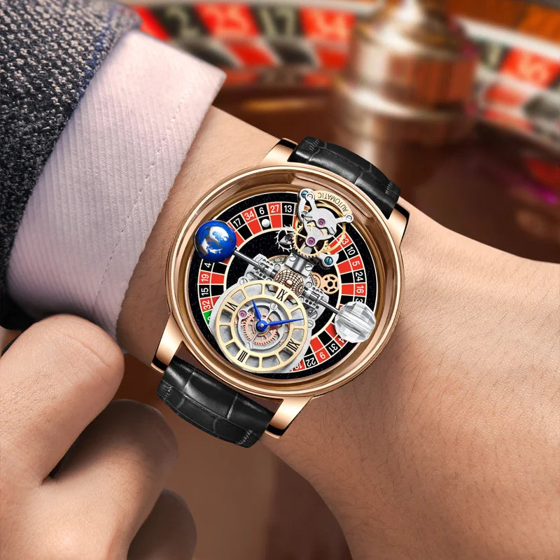 2024 PINDU DESIGN Men Watches Top Brands Luxury Celestial Series Roulette Creative Watch Quartz Wristwatch Montre Homme
