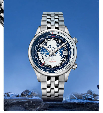 WM Watch Automatic Mechanical Men Watches High Quality Sapphire World Time Original Recognized Brand Welly Merck Watch Man WM057