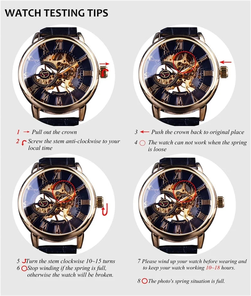 FORSINING 344D Top Brand Luxury Skeleton Automatic Mechanical Men's Watch Hollow Design Luminous Stainless Steel Strap Clock Men