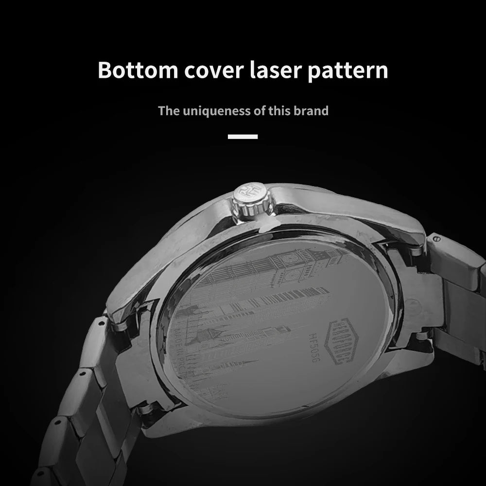 HEROFORCE Business Quartz Watch Men Clock GMT Date Luxury Man Wristwatch Waterproof Luminous Stainless Steel Men's Watches Reloj
