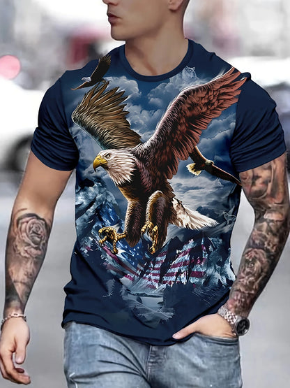 Fashion Eagle Grafik-T-Shirts Luxus-T-Shirt Sommer-T-Shirts für Herren Freizeit-Oberteile Kurzarm-T-Shirt 3D-Druck Herrenbekleidung