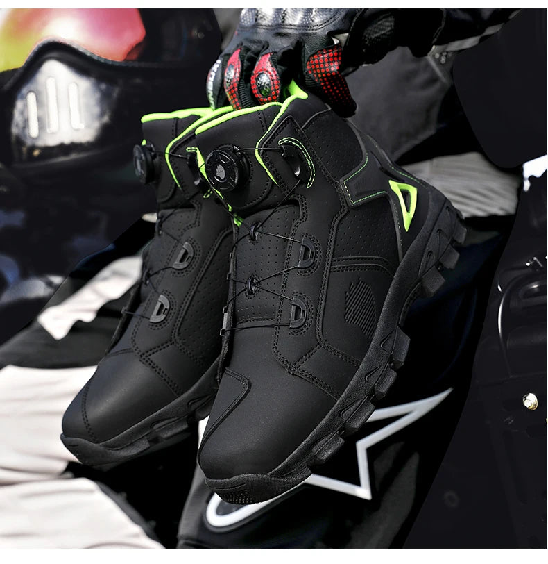 Bottes de moto professionnelles pour hommes, chaussures de course tout-terrain, équipement de moto urbaine, en cuir microfibre ultra-fin