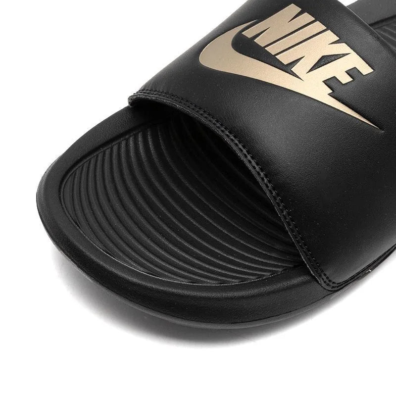 Nike Victori One Casual Fashion Anti-Odor and Anti-Bacterial Flip-Flops for Men, Black and Gold Cn9675-006