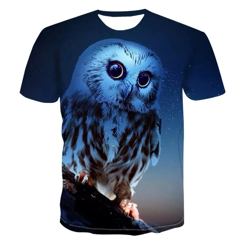3D Printed Cool Wolf Owl T Shirt For Men Funny Animal Pattern Short-Sleeved Tees Harajuku Streetwear Tops O-Neck T-Shirt Clothes