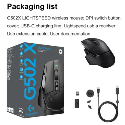 Logitech G502 X Lightspeed Ασύρματο Gaming Ποντίκι με υβριδικούς οπτικομηχανικούς διακόπτες LIGHTFORCE, αισθητήρα gaming HERO 25K, συμβατό, Νέο
