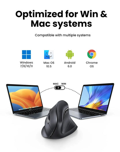Trådløs mus Bluetooth 5.0 2.4G ergonomisk 4000DPI med 6 lydløse knapper til MacBook, tablet, bærbare computere, computer og PC