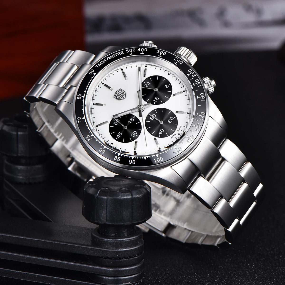 Relógios masculinos Rolls Timi Panda – Cronógrafo de quartzo, modelo de luxo, vidro de safira com tratamento antirreflexo, estanque, estilo desportivo