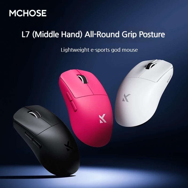MCHOSE L7 Ultra+ średnio-duża mysz gamingowa do e-sportu z sensorem Paw3950, bezprzewodowa, trzy tryby, lekka mysz biurowa Dual-Drive do komputera