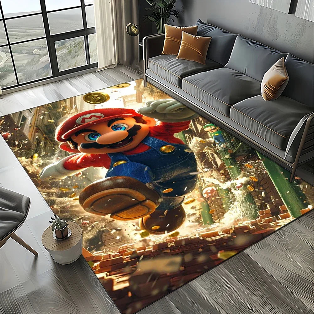 Retro Mario Cartoon  Area Rug,Carpet Rug for Home Living Room Bedroom Sofa Doormat Decor,Kids Play  Floor Mat