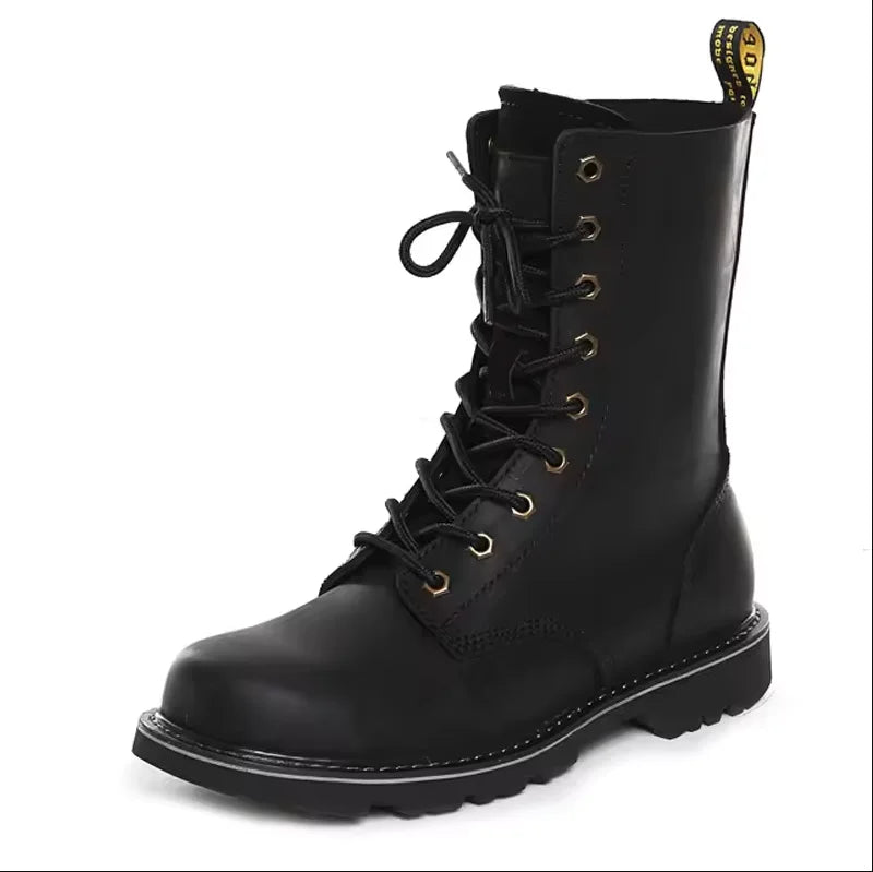KOWM Cowhide Outdoor Men Hiking Shoes Waterproof Tactical Desert Shoes Hunting Boots Snow Boots Fur Sneakers Women Trekking Shoes