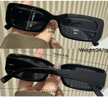 1Pc/2Pcs Fashion Rectangular Glasses Pc Lenses Retro and Trend Suitable for Beach, Outdoor Activities and Street Style Unisex