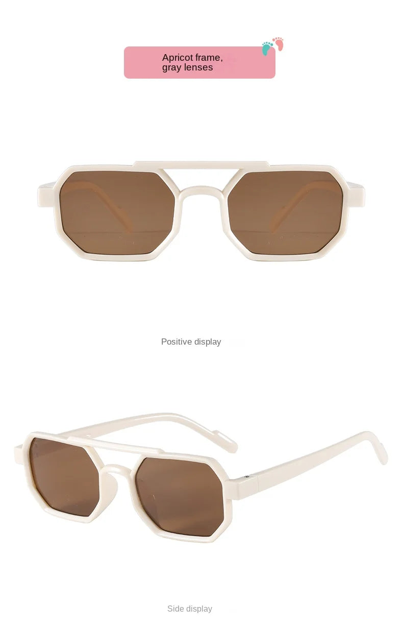 Children’s Sunglasses Vintage Double-beam Sun Glasses UV400 Outdoor Girl Boy Fashion Glasses Classic Square Kids Sunglasses