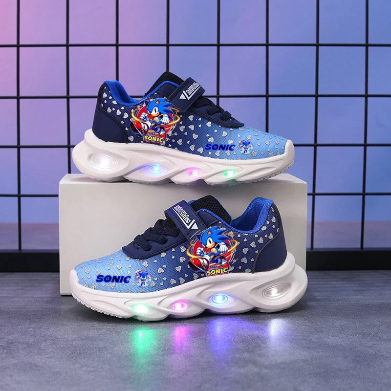 Sonic Sport Shoes Spring Luminous Fashion Breathable Net Shoes LED Sneakers with Light Running Shoes