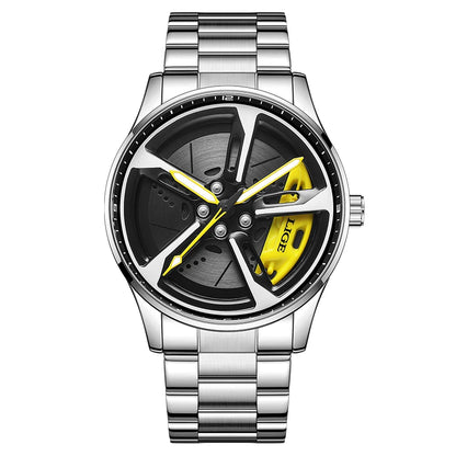 Montre pour homme de luxe LIGE – Modèle à cadran rotatif, étanche, en acier inoxydable, avec affichage lumineux – Idée cadeau pour homme (Halloween)
