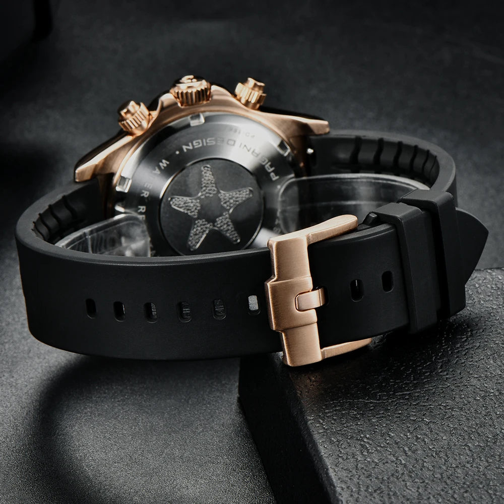 PAGANI DESIGN New Gold Blue Luxury Quartz Watch For Men Gift Box VK63 Movt Chronograph Sapphire Crystal Stainless Steel Watch