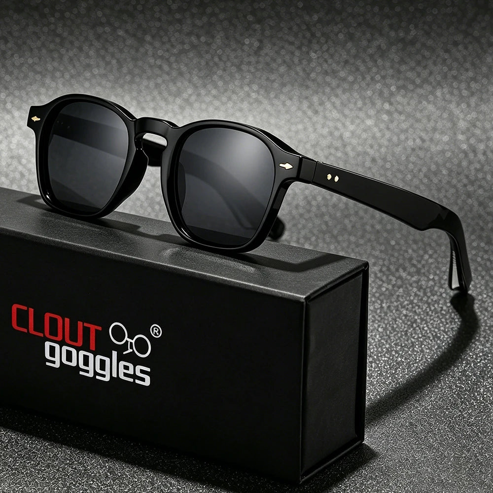 CLOUT GOGGLES Fashion Personality Rivet Sunglasses Women Men Square Frame Outdoor Travel Ultraviolet Protection Sun Glasses