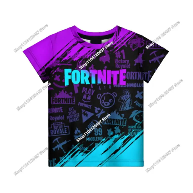 T-shirts Fortnite Anime para Menina, T-shirt Branca para Rapaz, T-shirts Cartoon para Bebé, Camisolas de Verão com Estampado Fofo, Tops de Disfarce