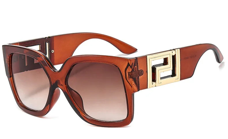 Light Luxury Square Large Frame Sunglasses With Hollow Temples, Personalized Catwalk Sunglasses, Women's Casual Sunglasses UV400