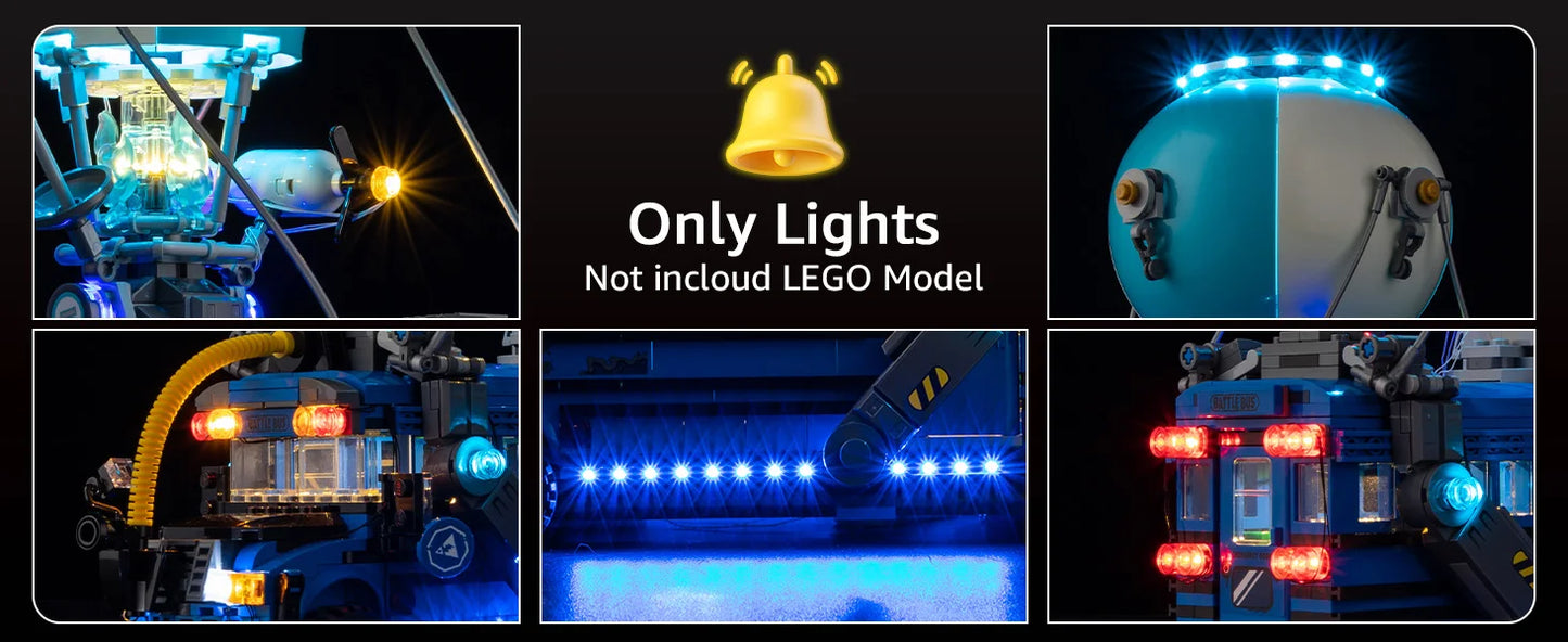 Комплект LED осветление без модел, подходящ за строителни блокчета LEGO Fortnite Battle Bus 77073