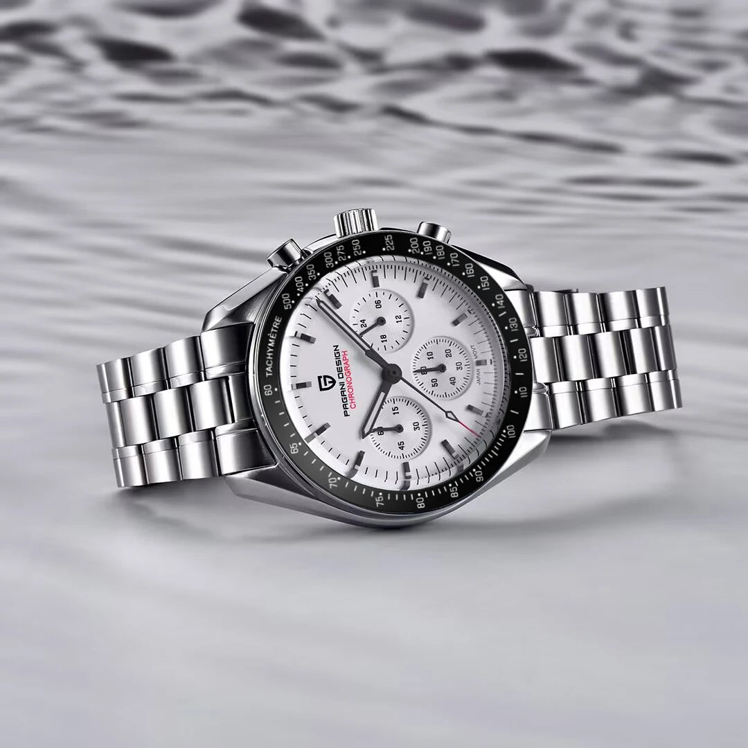 PAGANI DESIGN 2026 New Moon Watch Retro Luxury Quartz Watches For Men Stainless steel Luminous waterproof Sport Chronograph Man