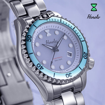 Horolo Women' Watches Japan Solar Movement 30mm Luminous Water Resistant Sapphire stainless steel Luxury Watch Gift For Wife
