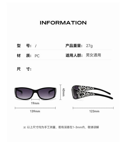 Fashion New Y2K Ladies Pattern Relief Square Small Frame Sunglasses Retro Style Elegant Summer Vacation Beach Glasses