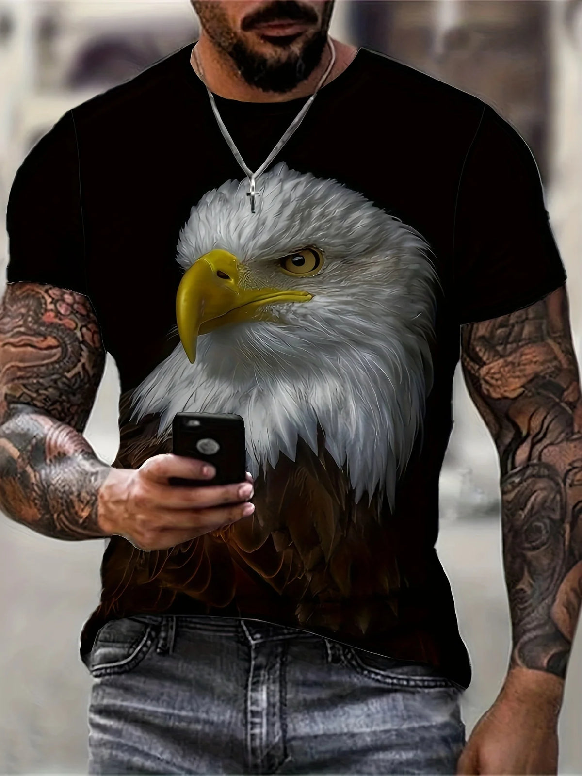 Fashion Eagle Grafik-T-Shirts Luxus-T-Shirt Sommer-T-Shirts für Herren Freizeit-Oberteile Kurzarm-T-Shirt 3D-Druck Herrenbekleidung