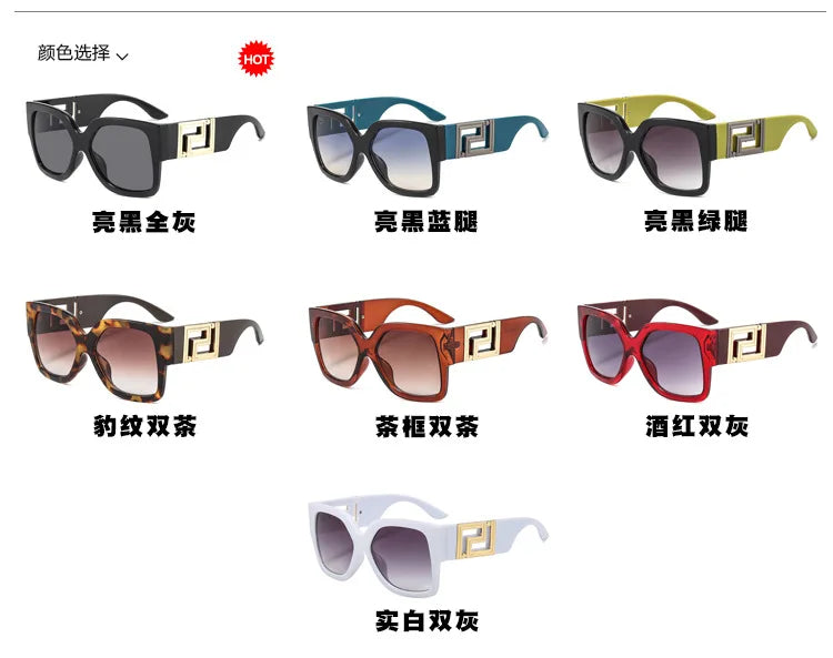 Light Luxury Square Large Frame Sunglasses With Hollow Temples, Personalized Catwalk Sunglasses, Women's Casual Sunglasses UV400