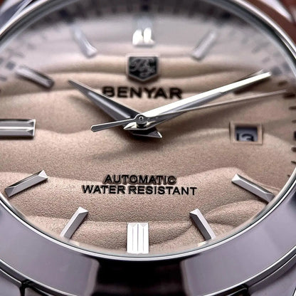 BENYAR luxury brand 40MM sand grain dial men's watch, stainless steel 50 meter waterproof automatic mechanical watch