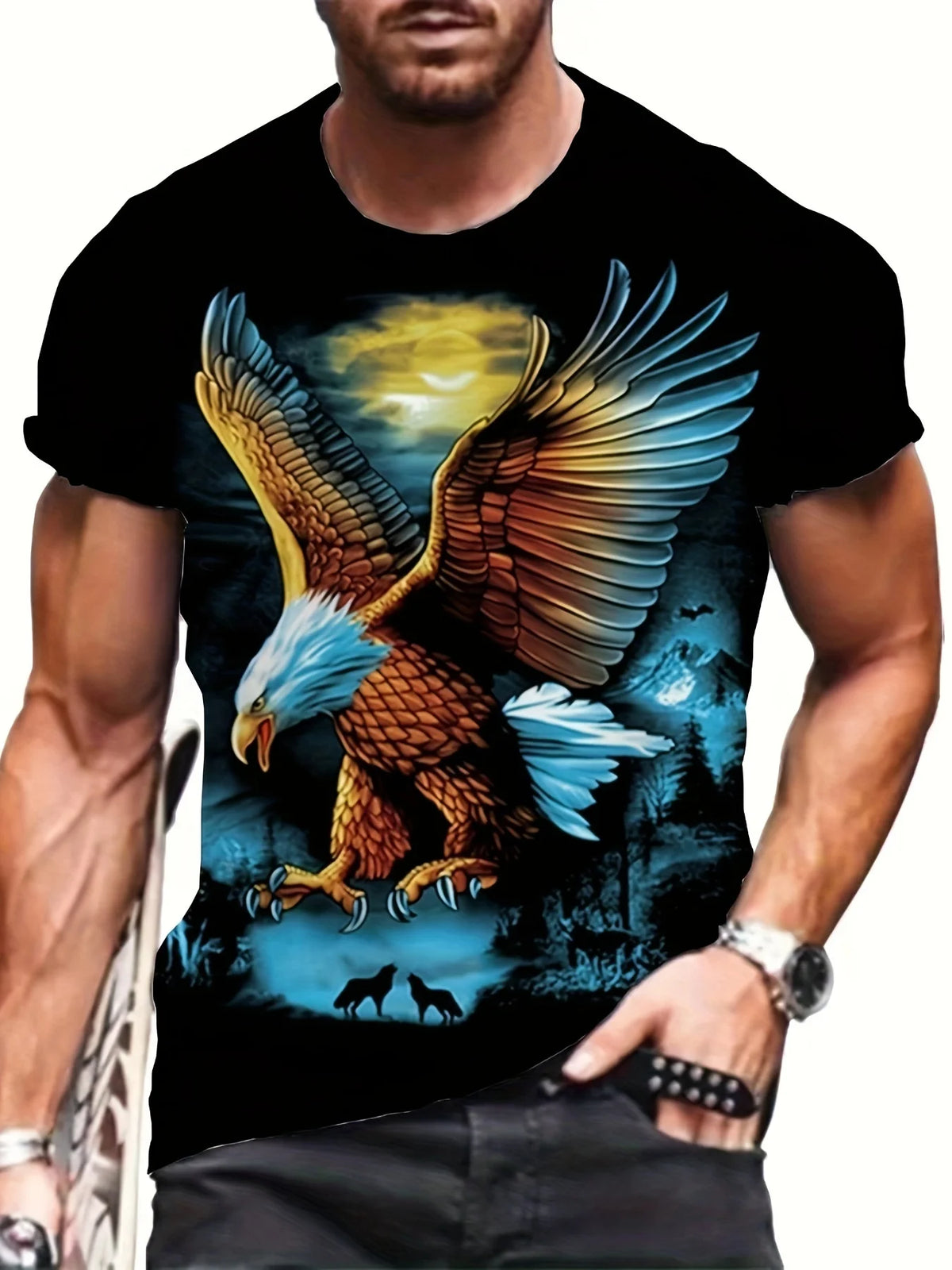 Fashion Eagle Grafik-T-Shirts Luxus-T-Shirt Sommer-T-Shirts für Herren Freizeit-Oberteile Kurzarm-T-Shirt 3D-Druck Herrenbekleidung