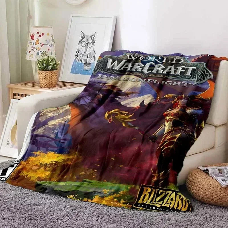 World of Warcraft Art Blanket Flannel Blanket A World of Magic and Limitless Adventure Soft Comfortable Home Travel Blanket