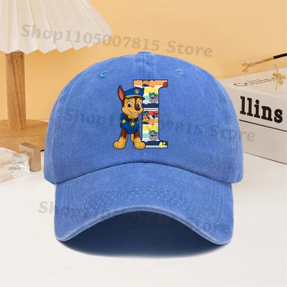 Paw Patrol Fashion Baseball Cap for Men Women Cartoon Letter A-Z Printed Peaked Caps Male Female Summer Hip Hop Sunshade Hat