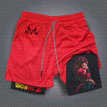 Dragon Ball Hot Blood Anime Peripheral Double-layer Shorts 2025 Men's Comfortable and Breathable Sports Five-point Pants