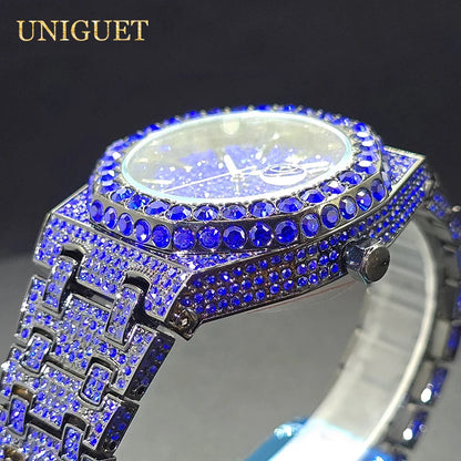 Droshipping Quartz Watches For Men Octagonal Case Luxury Diamond Men's Watch With Big Zircon Bezel Fashion Hip Hop Hand Clock