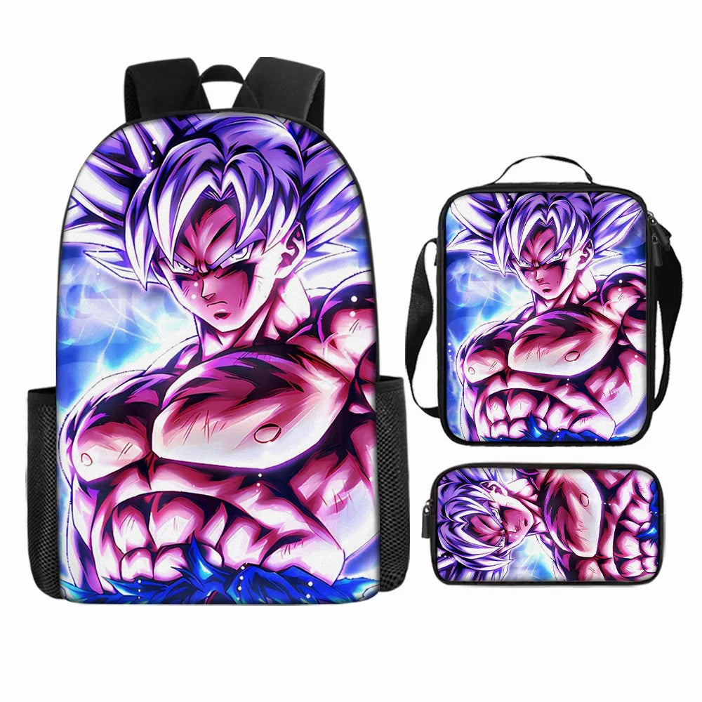Dragon Ball 3Pcs/Set Backpacks Goku Vegeta Cartoon Print Lunch Bag Pencil Bags Student Casual School Bags Return To School Gift