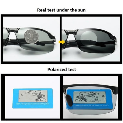 Men Photochromic Polarized Sunglasses Driving Fishing Chameleon Glasses Change Color Sun Glasses Day Night Vision Eyewear