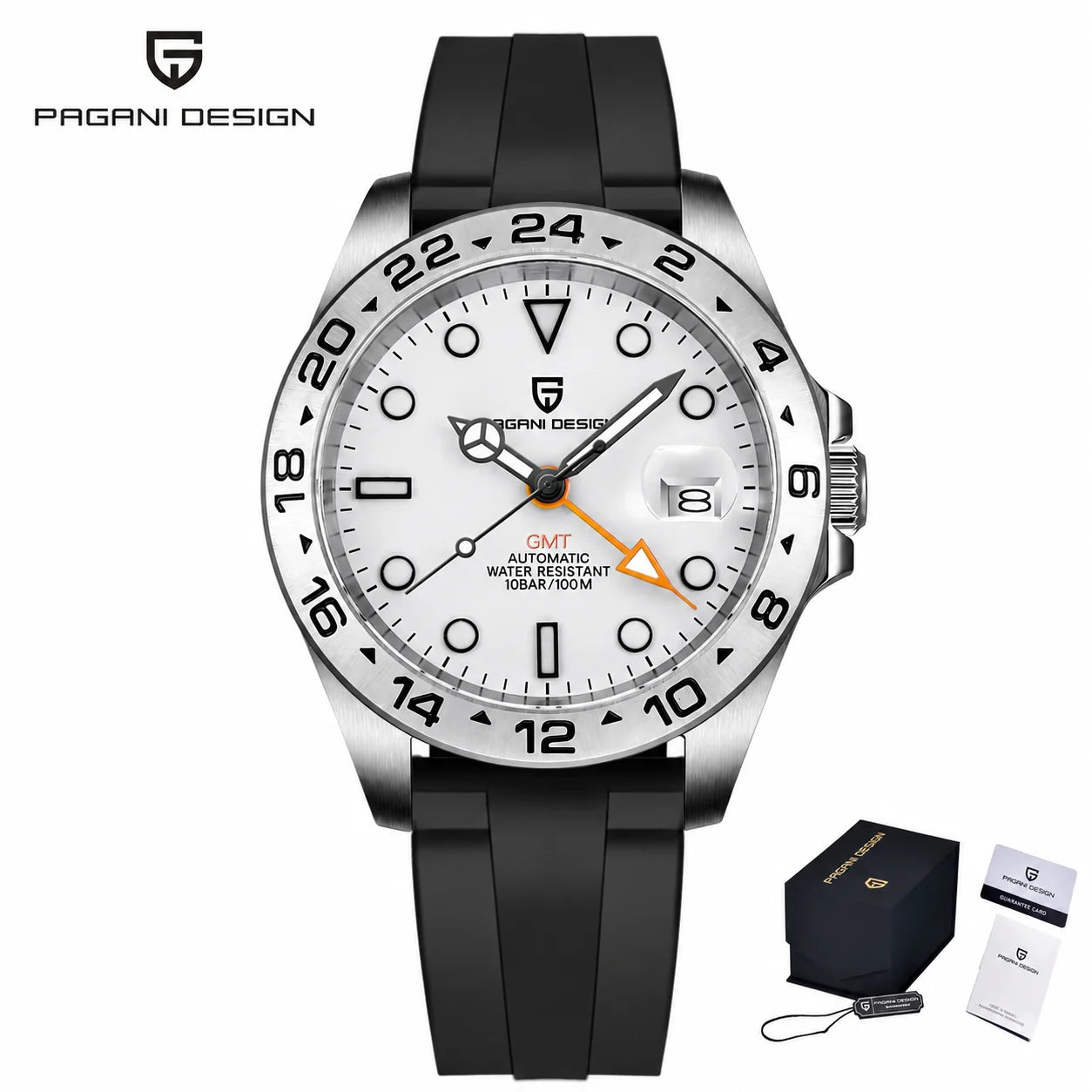 PAGANI DESIGN GMT Watch Automatic Mechanical Watch Stainless Steel Luxury Sapphire 100m Waterproof Clock Reloj Hombre PD1682