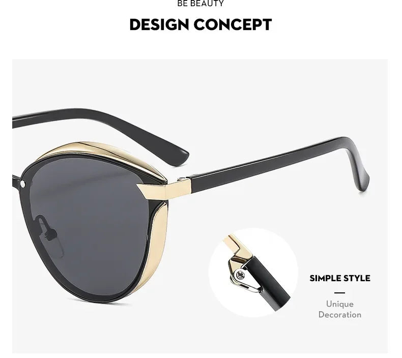 Fashion Classic Polarized Sunglasses for Women Cat Eye Brand Sun Glasses Luxury Round Eyeglasses UV400 Gafas De Sol
