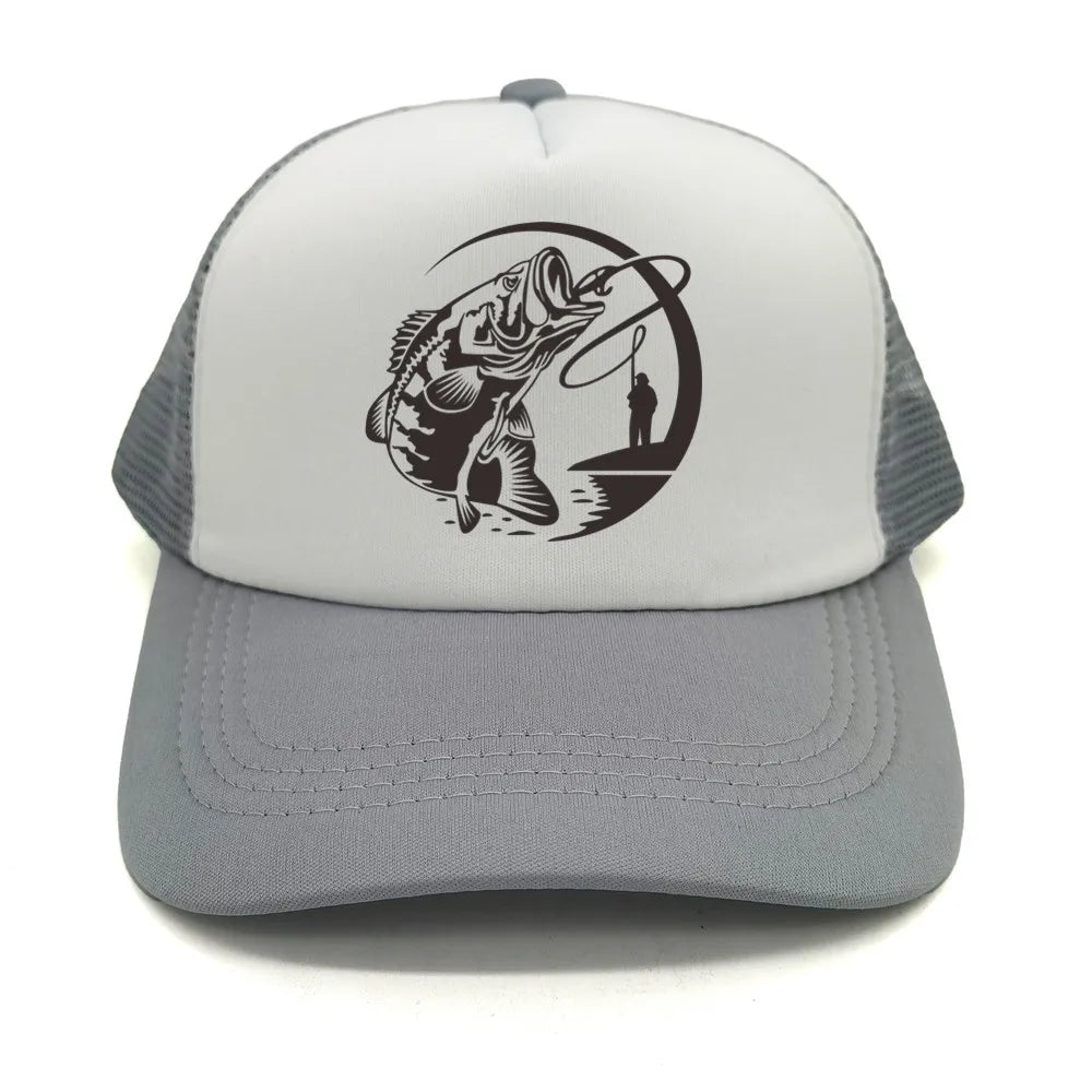 Fiske-skelett-trucker-keps, sommar, herr, cool fiskarkeps, basebollkeps, unisex, utomhus, nätkepsar, MZ-238