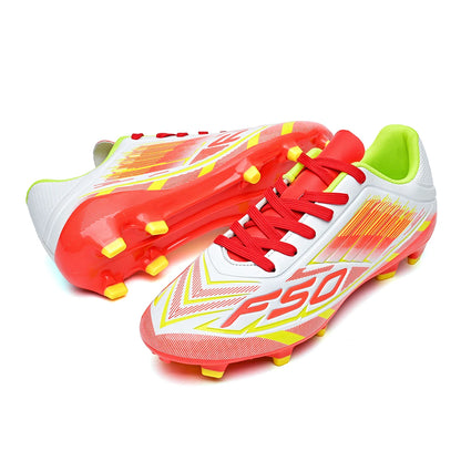 Chaussures de football AG FG pour adultes, tissu PU doux et agréable pour la peau, semelle extérieure antidérapante en TPU, résistantes à l'usure, pour les matchs sur gazon du week-end